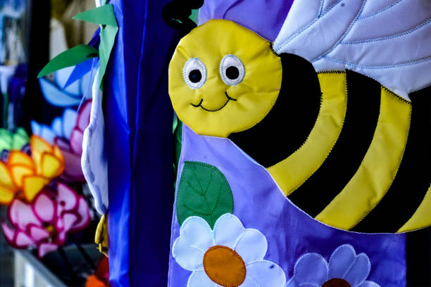 Cloth bumble bee in a shop window