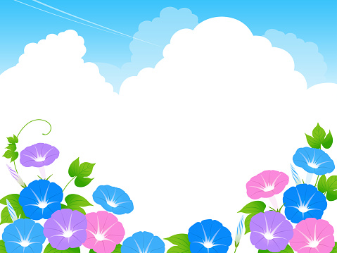 Background frame of morning glory and thunderclouds