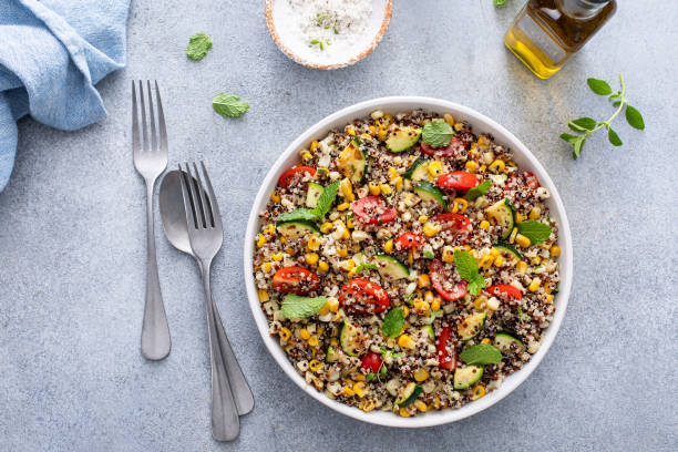 istock Warm quinoa salad with tomatoes, corn and zucchini 1968521345