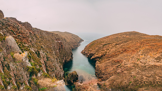Rough coast of Berlenga Grande island in Portugal