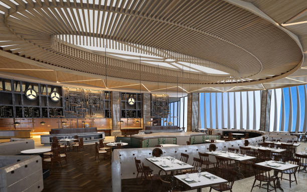 istock 3d render of hotel cafe restaurant 1968536465