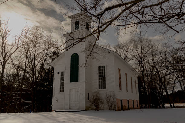 istock Abandoned church on a snowy afternoon 1968546499