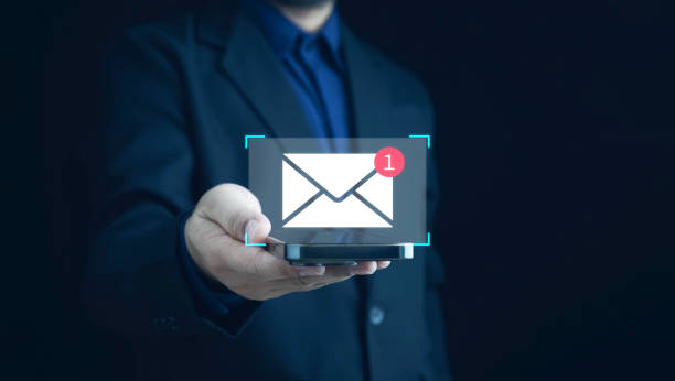 istock New email notification concept for business e-mail communication and digital marketing. Inbox receiving electronic message alert. business people touch on email in virtual screen. internet technology. 1968555804