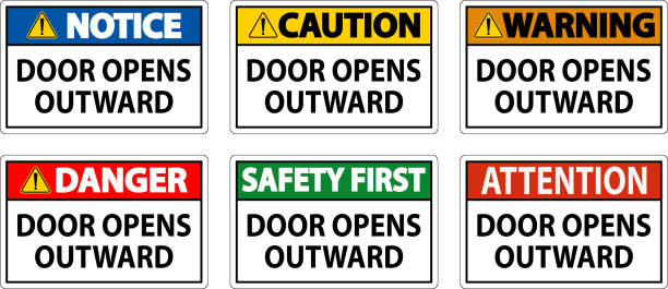 OSHA Safety Sign - Caution: Door Opens Outward, 7"x10", Black On Yellow Adhesive Vinyl - View #10