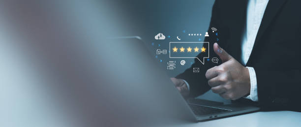 istock Creative ranking a positive future with Artificial Intelligence (AI) concept, businessman hand showing communication icons, digital transformation, 5 stars of ISO certification and standardization. 1968681493