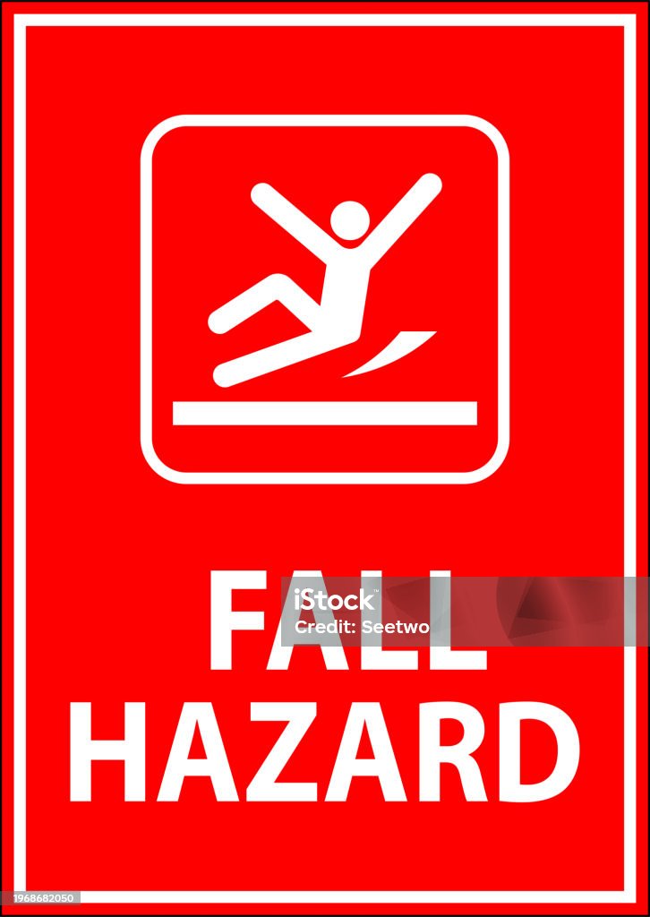 Fall Off Sign Caution Sign Fall Hazard Stock Illustration - Download Image Now ...