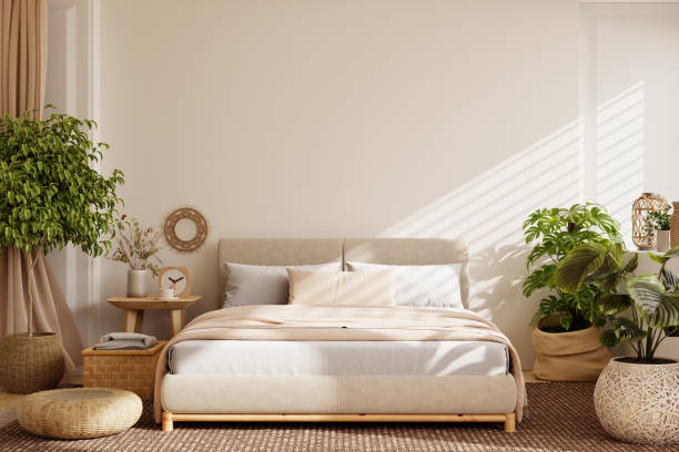 istock Farmhouse style bedroom,wall mockup 1968723827
