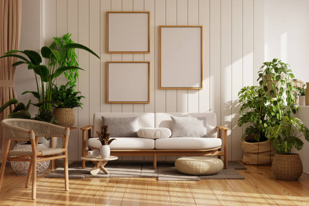 istock Farmhouse style living room,wall mockup 1968724876