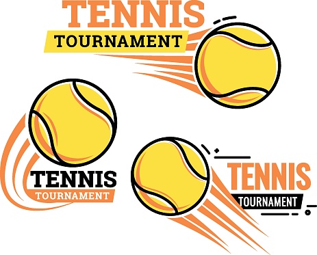 Tennis ball icons. Symbol or emblem. Vector illustration.