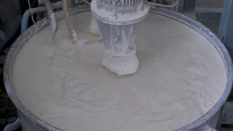 Dish to mix adhesive agent solution to prepare ceramic tiles at heavy plant