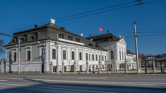 Bratislava, Slovakia - January, 20, 2024 : The residence of the President of Slovakia, The Grassalkovich Palace. Bratislava. Slovakia.