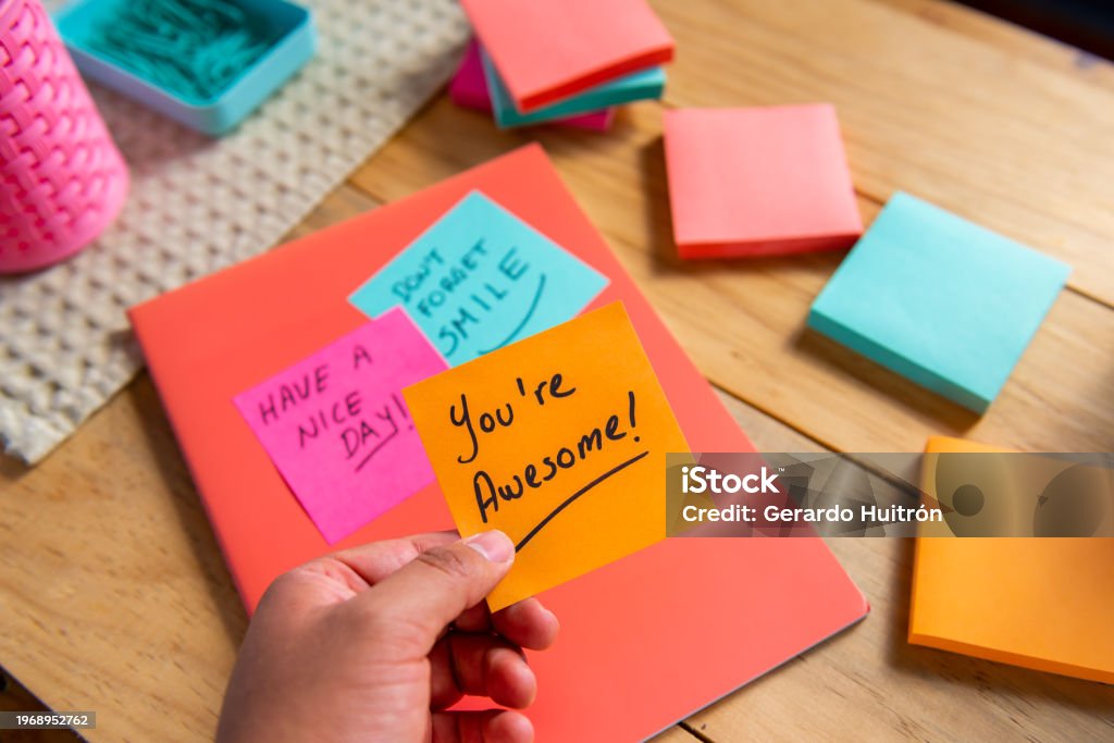 Work Sticky Note Working With Sticky Note In Home Studio Stock Photo - Download Image ...