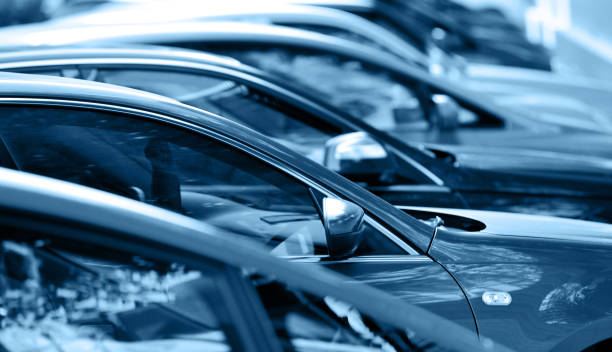 Group of cars parking in a row