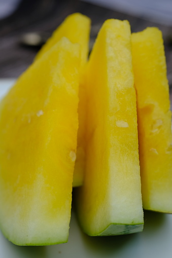 Watermelon (Citrullus lanatus) is a fruit that comes from the African desert. Yellow watermelon has a higher vitamin C content than  watermelon. Good for boosting immune system.