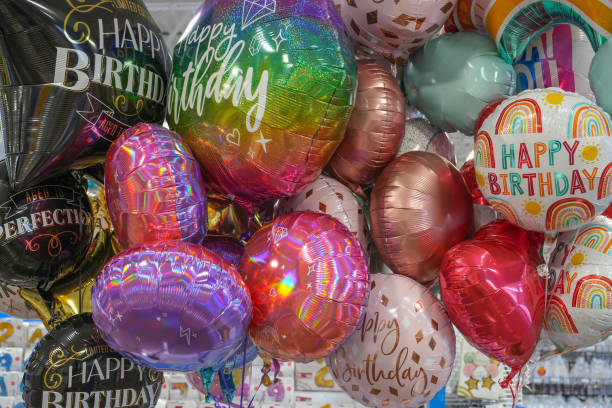 close up on birthday balloon as background