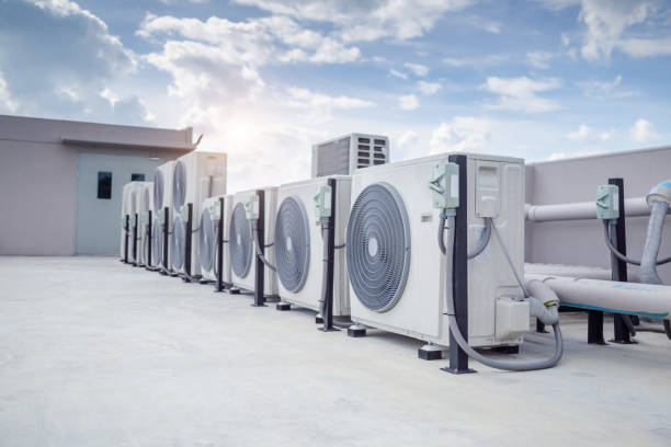 istock Air conditioning outdoor unit compressor install outside the building. 1969005327