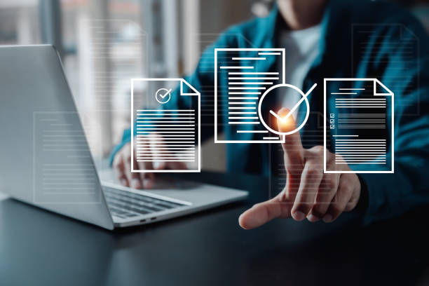 istock Checklist, businessman using checklist survey, filling out digital form checklist, take an assessment, questionnaire, evaluation, online survey, online exam. 1969005855