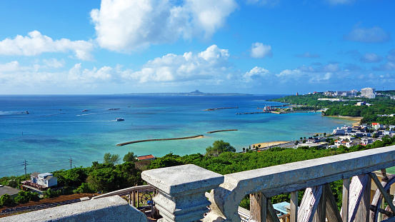 The sea of Okinawa where Ie Island can be seen Motobu Town, Okinawa Prefecture