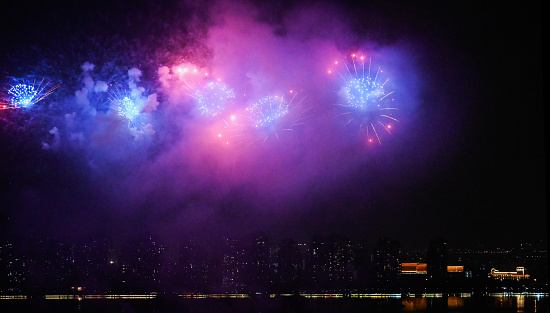 Beautiful firework in the dark sky