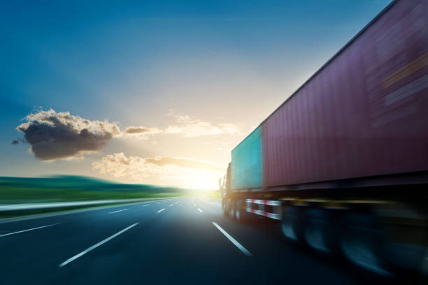 Truck container transportation on high road