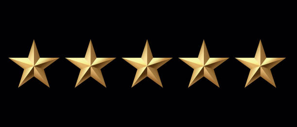 istock Five golden stars isolated on black background. Rating stars icon. black background 1969090276