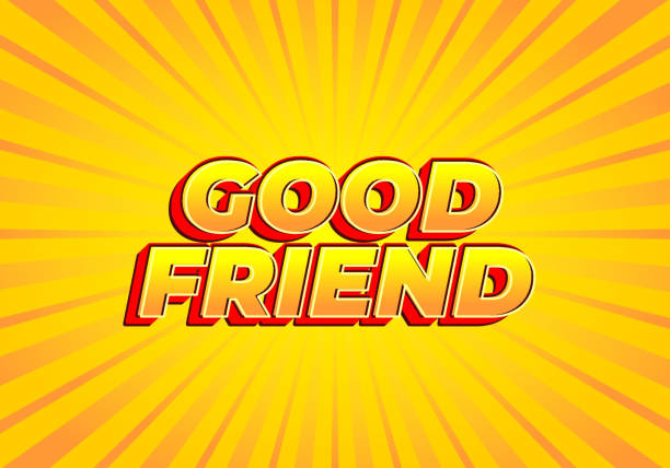 illustrations, cliparts, dessins animés et icônes de good friend. text effect in 3d look with gradient purple yellow color - backgrounds black black background gradient