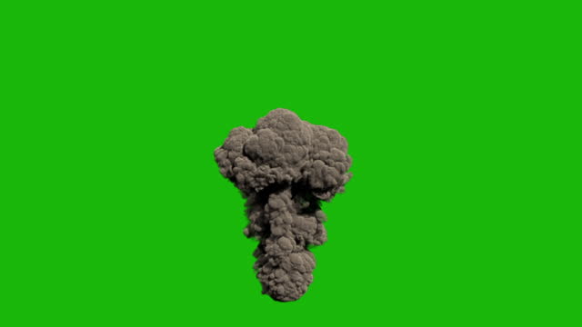 Large scale smoke explosion with green background