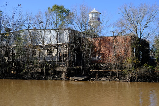 This is the old abandoned Trappey's factory in Lafayette Louisiana. It sits on the Vermilion river. You can see it from Beaver Park.