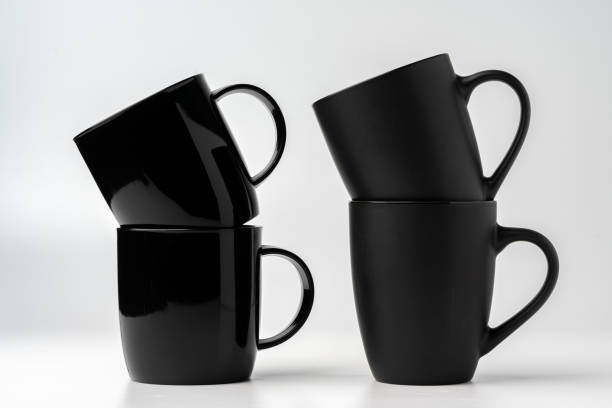 istock Black coffee mugs mock up on white background copy space 1969153058