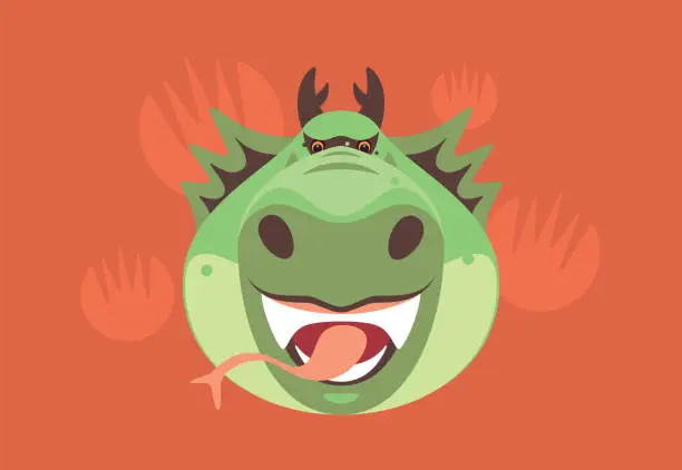 Vector illustration of angry dragon roaring