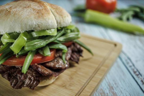 Turkish Doner Kebab Sandwich isolated on white background.