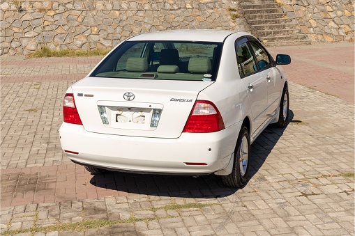 Rear view of a Toyota corolla car