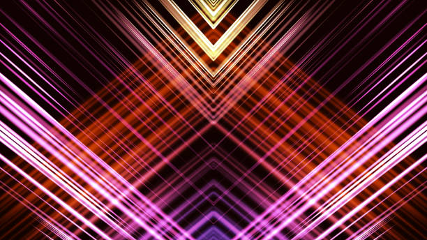 modern graphic design with triangle lines - laser nightclub performance illuminated photos et images de collection