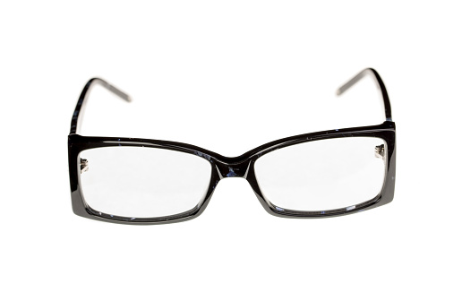 New fashionable glasses. Isolated on a white background. Close-up.