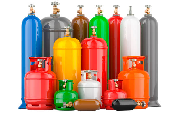 istock Set of different industrial liquefied gas cylinders, 3D rendering 1969272473