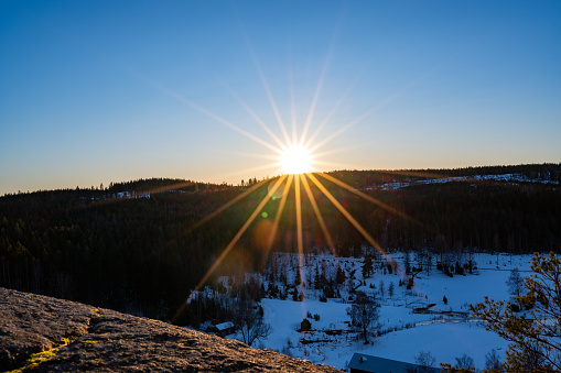 Standing on Skale klint looking at sunset Hallsberg Sweden January 23 2024