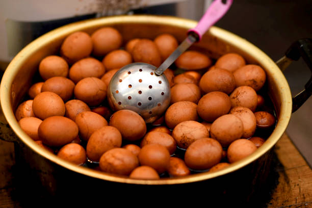 A large amount of tea eggs in a pot