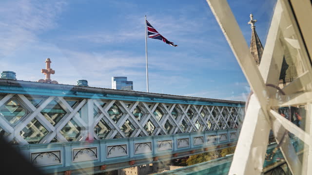 British flag flying over Tower Bridge