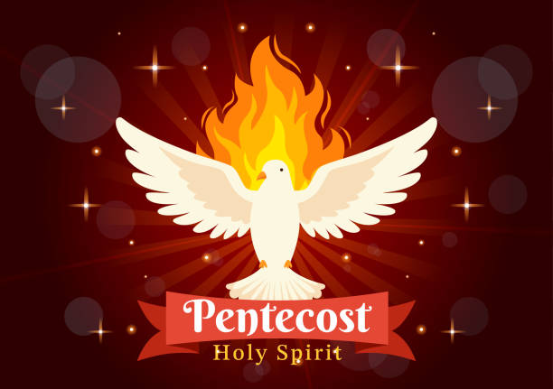 istock Pentecost Sunday Vector Illustration with Flame and Holy Spirit Dove in Catholics or Christians Religious Culture Holiday Flat Cartoon Background 1969354189