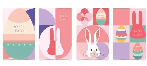 Vector illustration of Easter day background for vertical a4 design with geometric style