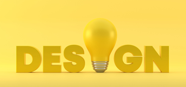 Design With Light Bulb On Yellow Background