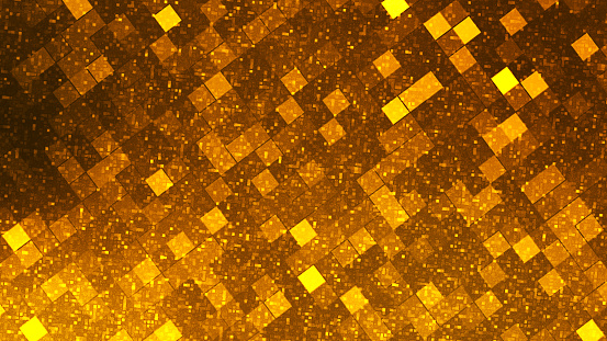 Pattern of small golden squares. Yellow square mosaic tiles for texture background