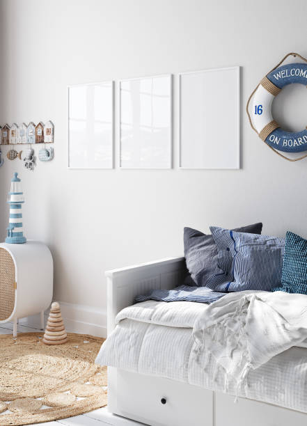 istock Mock up frame in children room interior background 1969403784