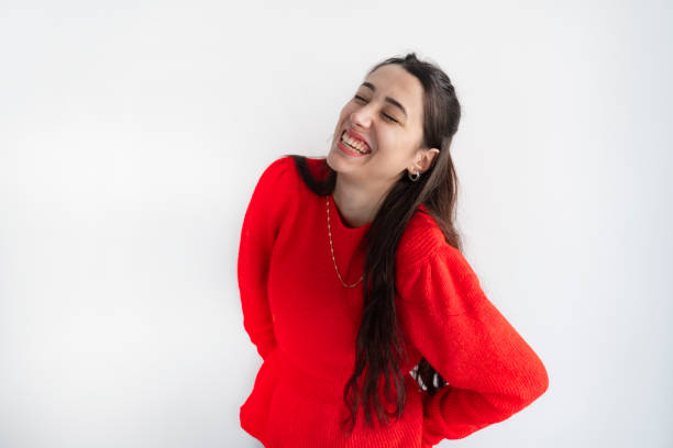 istock Laughing woman on white 1969415887