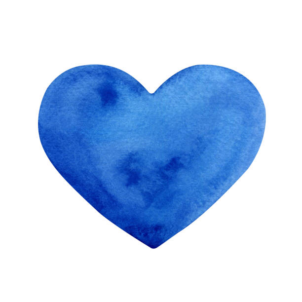 istock Hand painted watercolor navy blue heart isolated on a white background. 1969442391