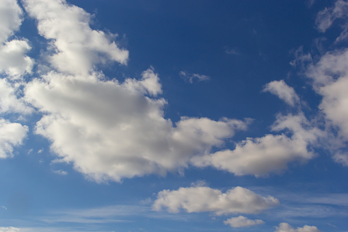 The vast blue sky and clouds sky.