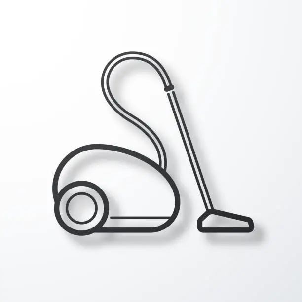Vector illustration of Vacuum cleaner. Line icon with shadow on white background