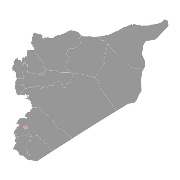 damascus governorate map, administrative division of syria. vector illustration. - syria map cartography damascus stock illustrations