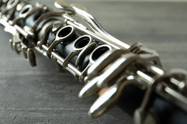 clarinet musical instrument, close up and selective focus - musical instrument close up wind instrument brass instrument stock-fotos und bilder