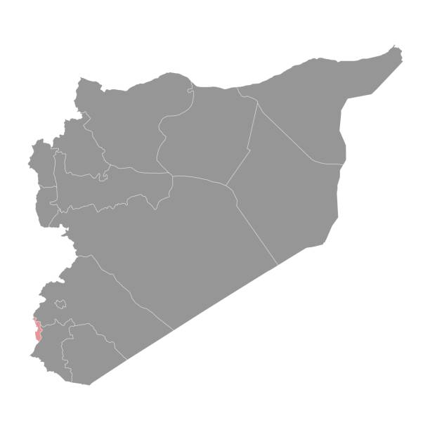 ilustrações, clipart, desenhos animados e ícones de quneitra governorate map, administrative division of syria. vector illustration. - qunaitira